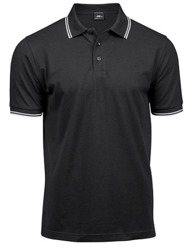 TEE-1407-Mens Luxury Stripe Stretch Polo